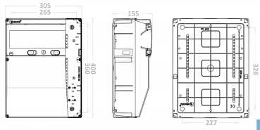 Stromverteiler Leergehäuse IP65 - 15 Module